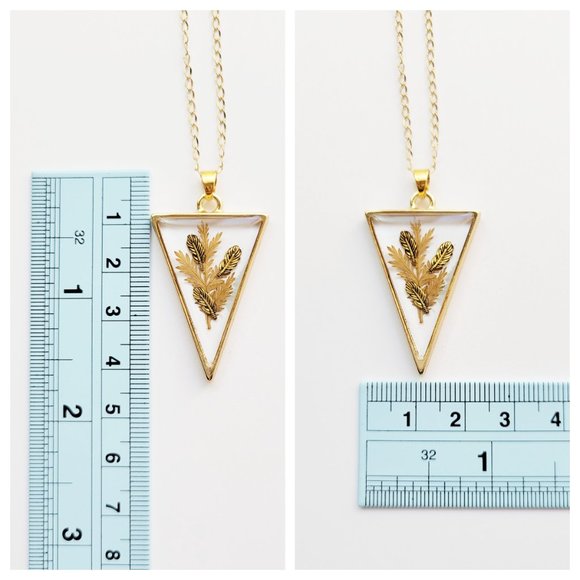 !!SOLD!! Feathers and Pressed Dried Floral Pendant Necklace - Picture 6 of 10